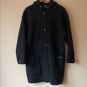 Geisswein Gray Boiled Wool Hooded Coat Size Large